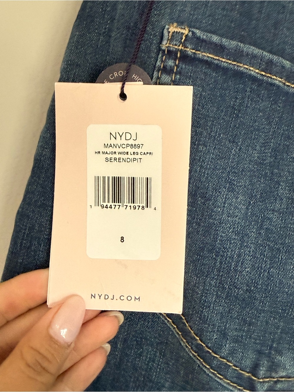 NWT NYDJ High Rise Major Wide Leg Capri Jeans Size 8 Serendipit - Picture 3 of 7